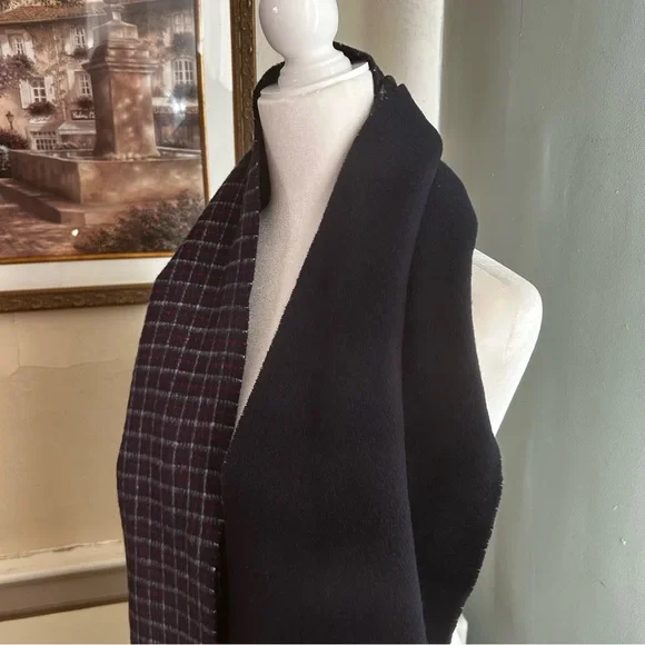 J.Crew Cashmere winter long scarf unisex luxury comfy coat fringe blue red soft - Picture 12 of 16